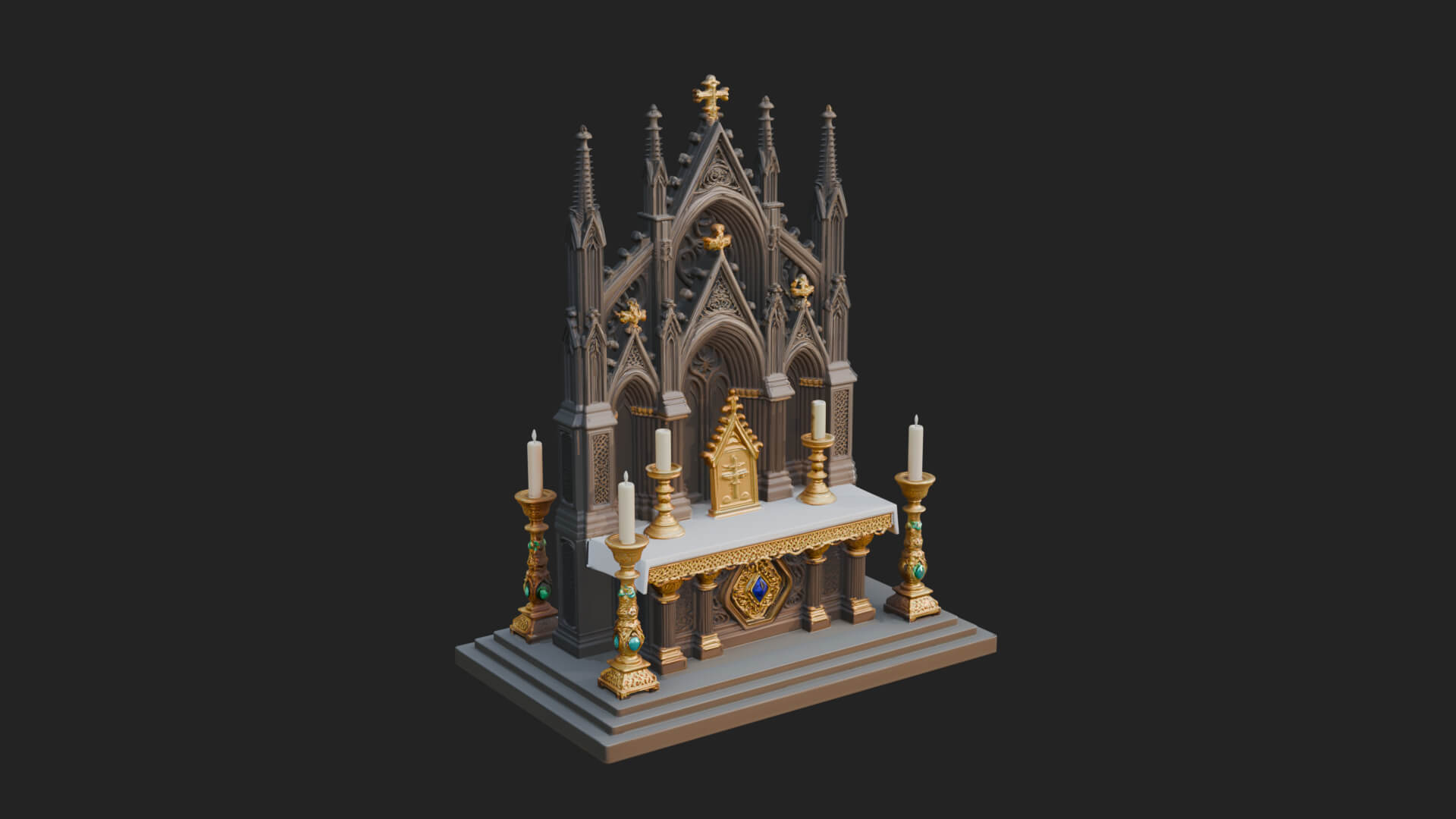 Gothic Church Altar Model Design 3 3D Print Model 3D Model