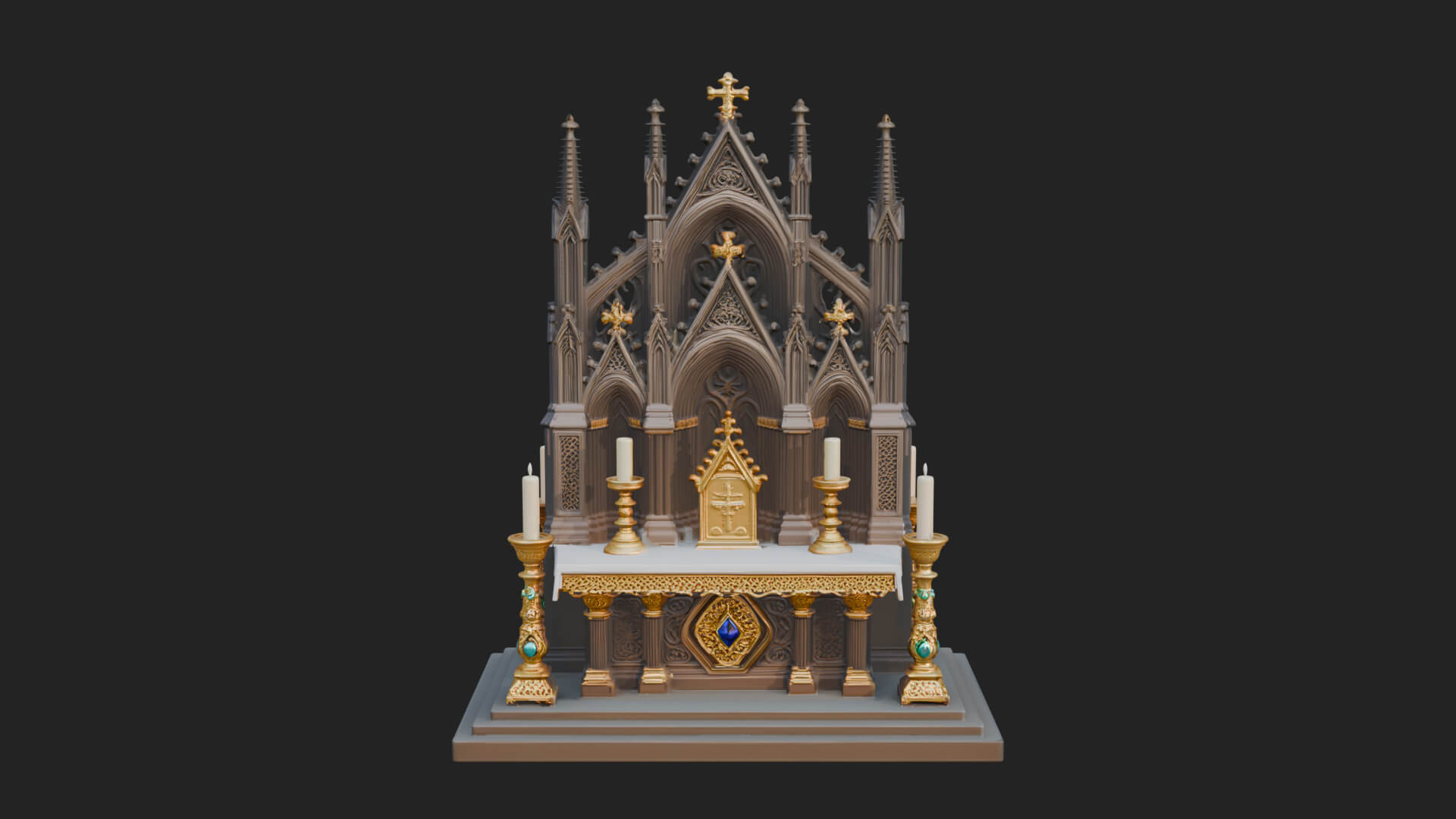 Gothic Church Altar Model Design 3 3D Print Model 3D Model