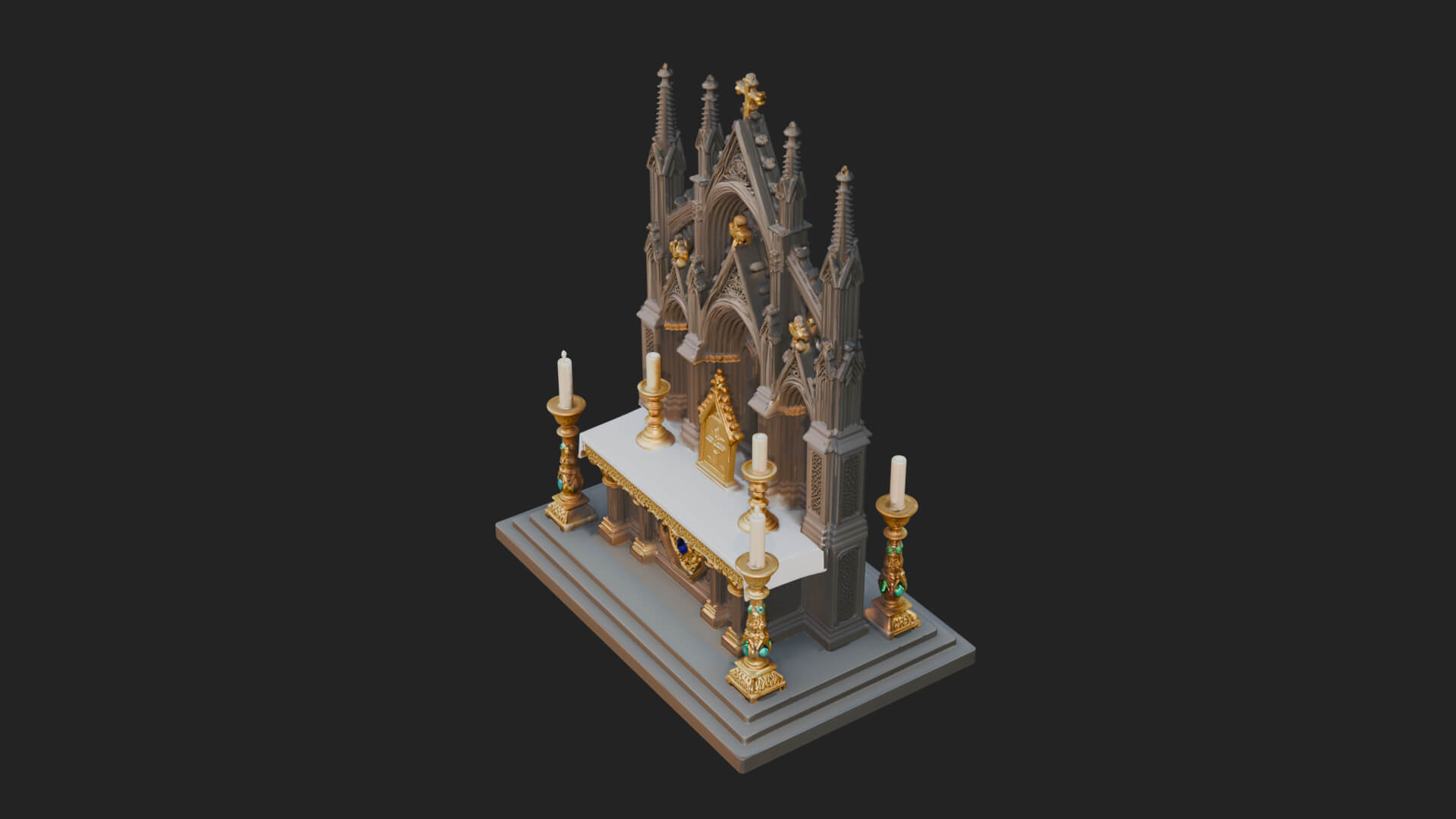 Gothic Church Altar Model Design 3 3D Print Model 3D Model