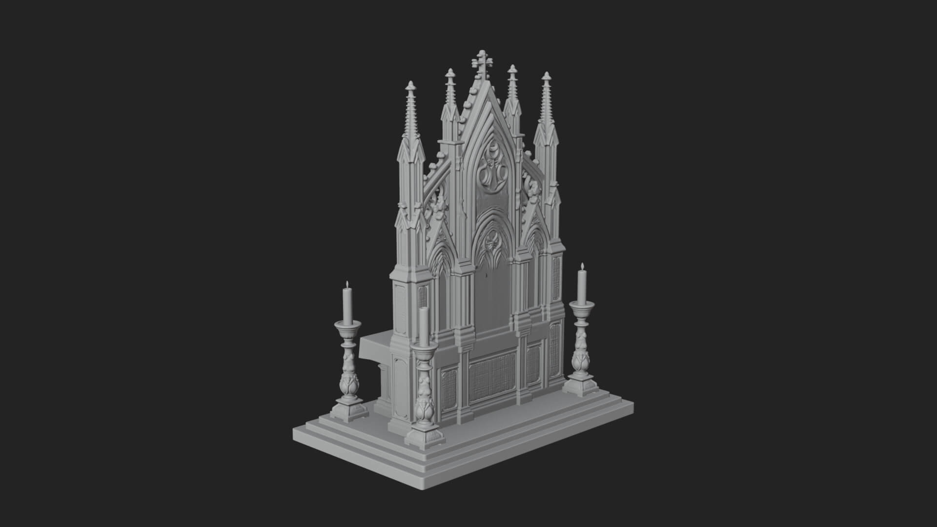 Gothic Church Altar Model Design 3 3D Print Model 3D Model