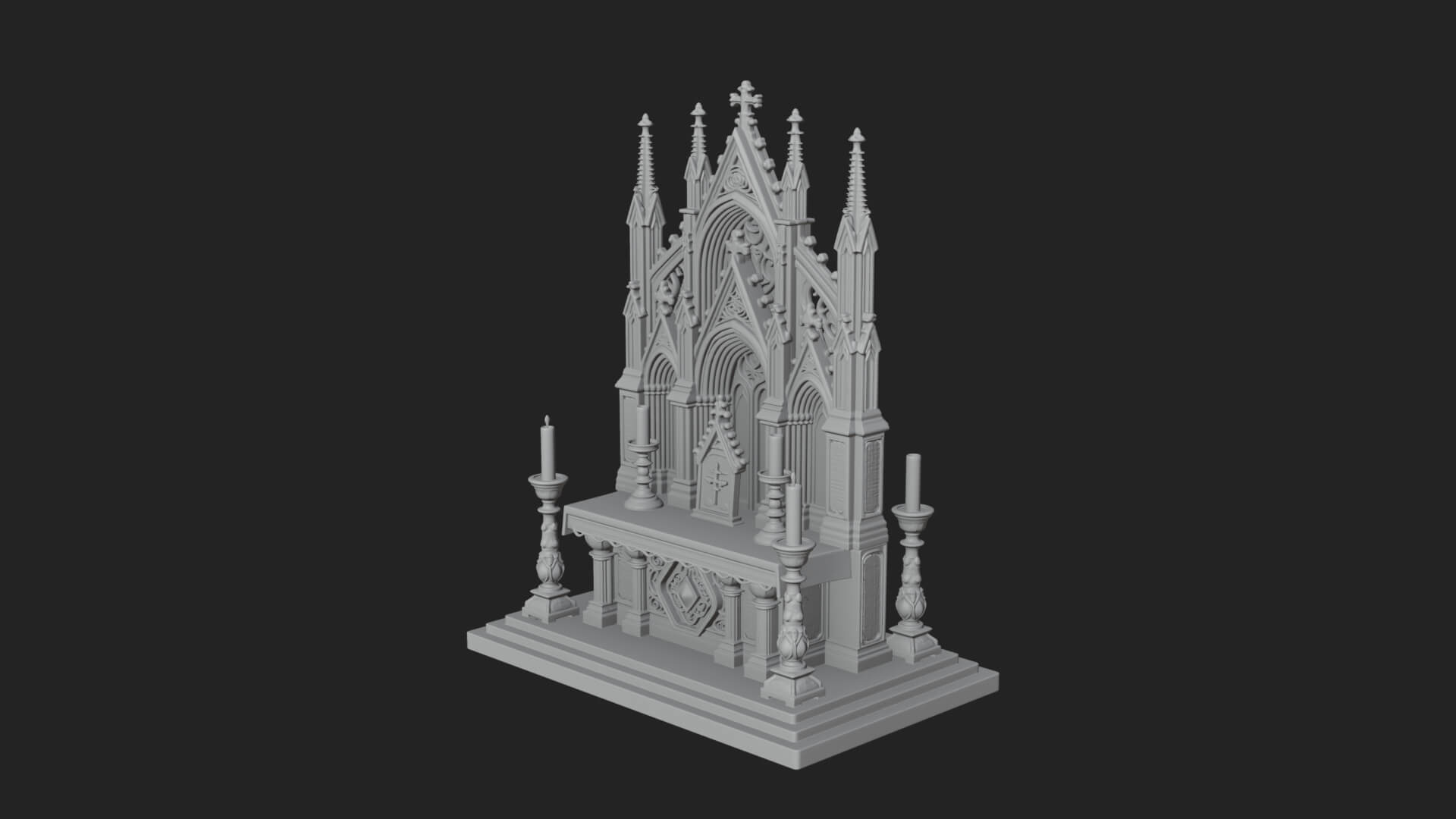 Gothic Church Altar Model Design 3 3D Print Model 3D Model