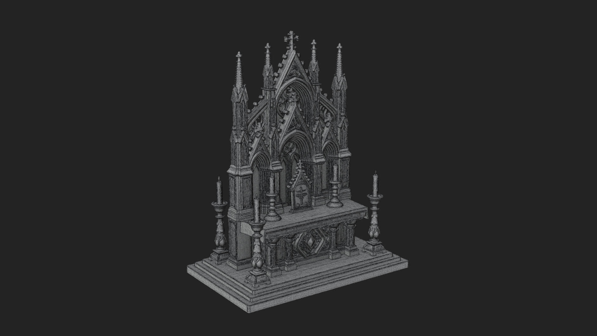 Gothic Church Altar Model Design 3 3D Print Model 3D Model