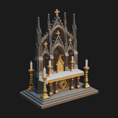 Gothic Church Altar Model Design 3 3D Print Model