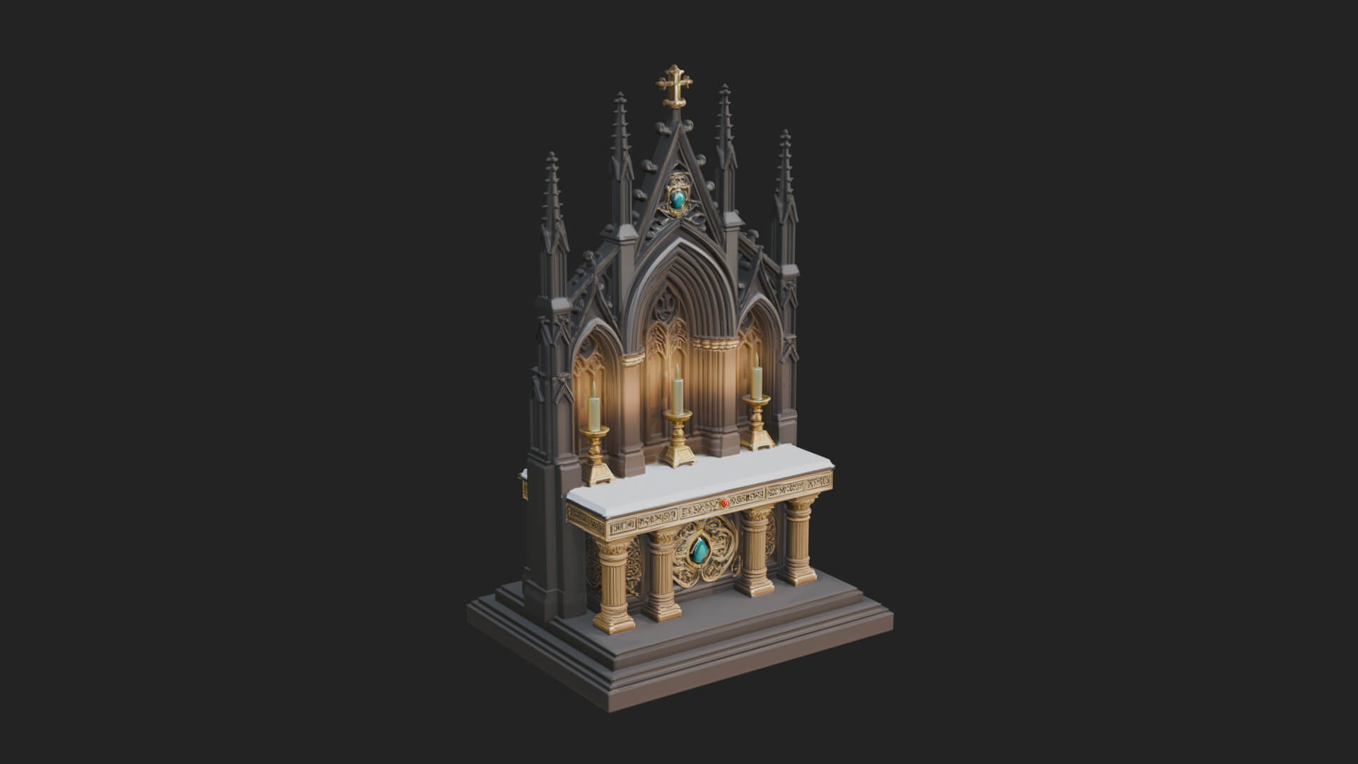 Gothic Church Altar Model Design 4 3D Print Model 3D Model