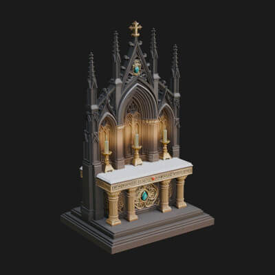 Gothic Church Altar Model Design 4 3D Print Model