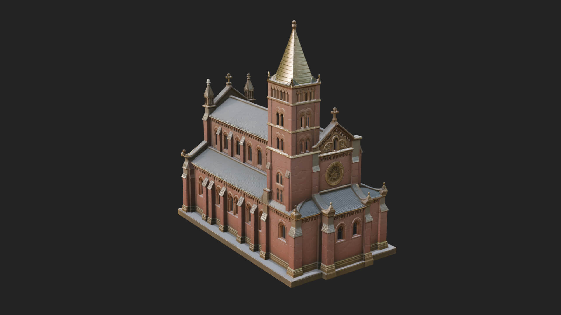 Gothic Church Model Design 1 3D Print Model 3D Model