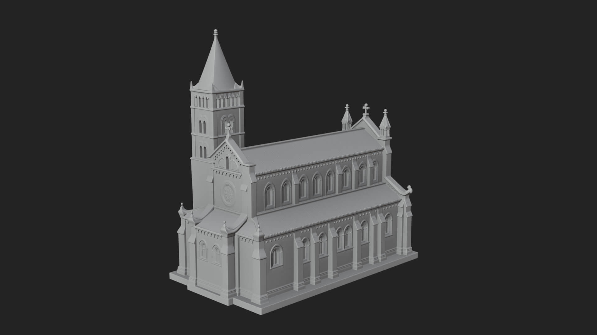 Gothic Church Model Design 1 3D Print Model 3D Model