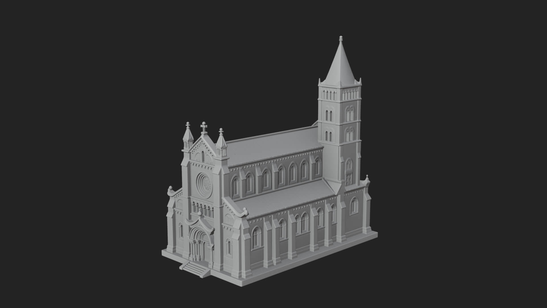 Gothic Church Model Design 1 3D Print Model 3D Model