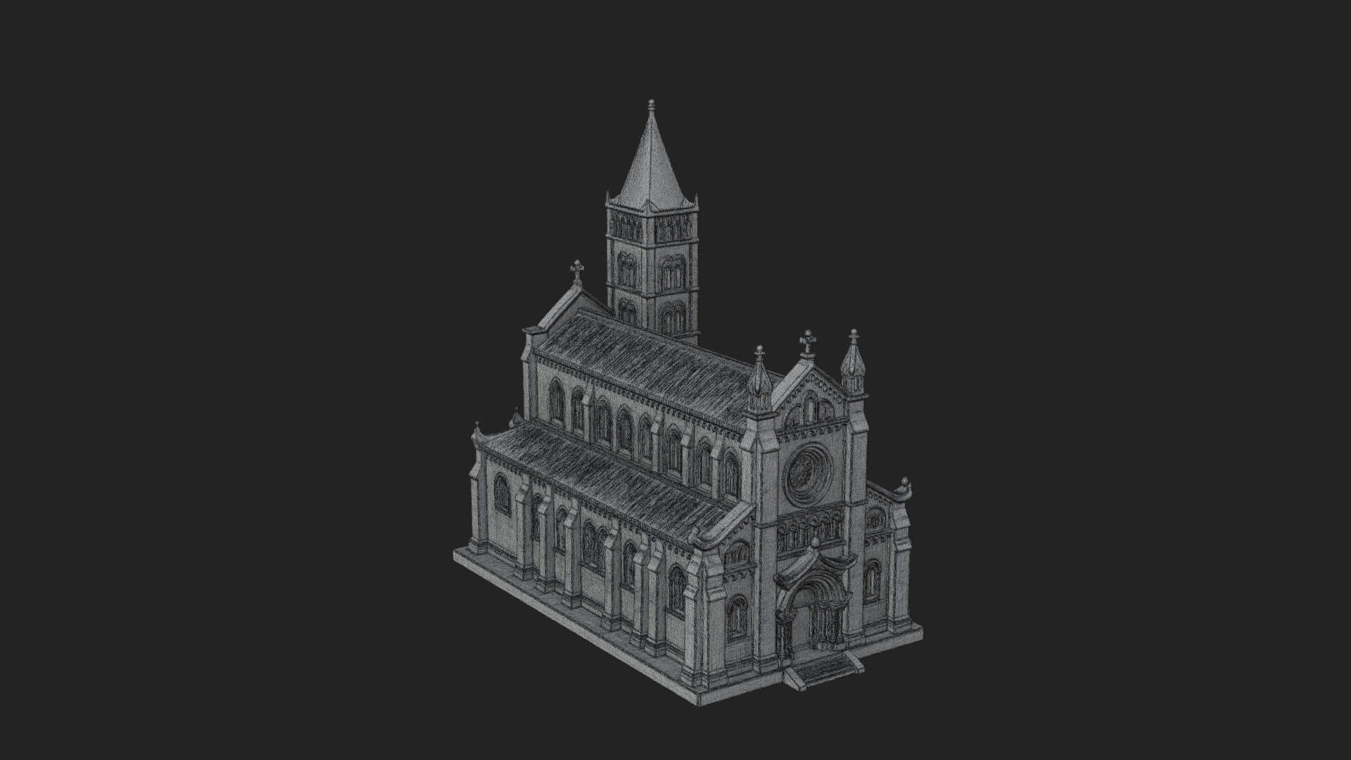 Gothic Church Model Design 1 3D Print Model 3D Model