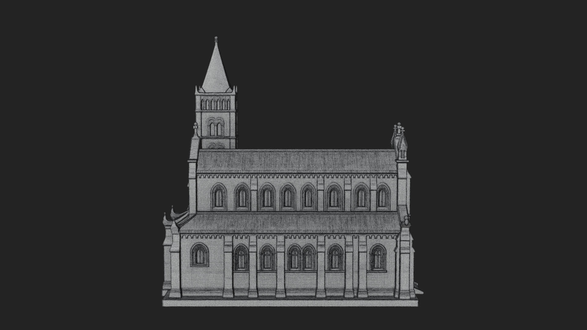 Gothic Church Model Design 1 3D Print Model 3D Model
