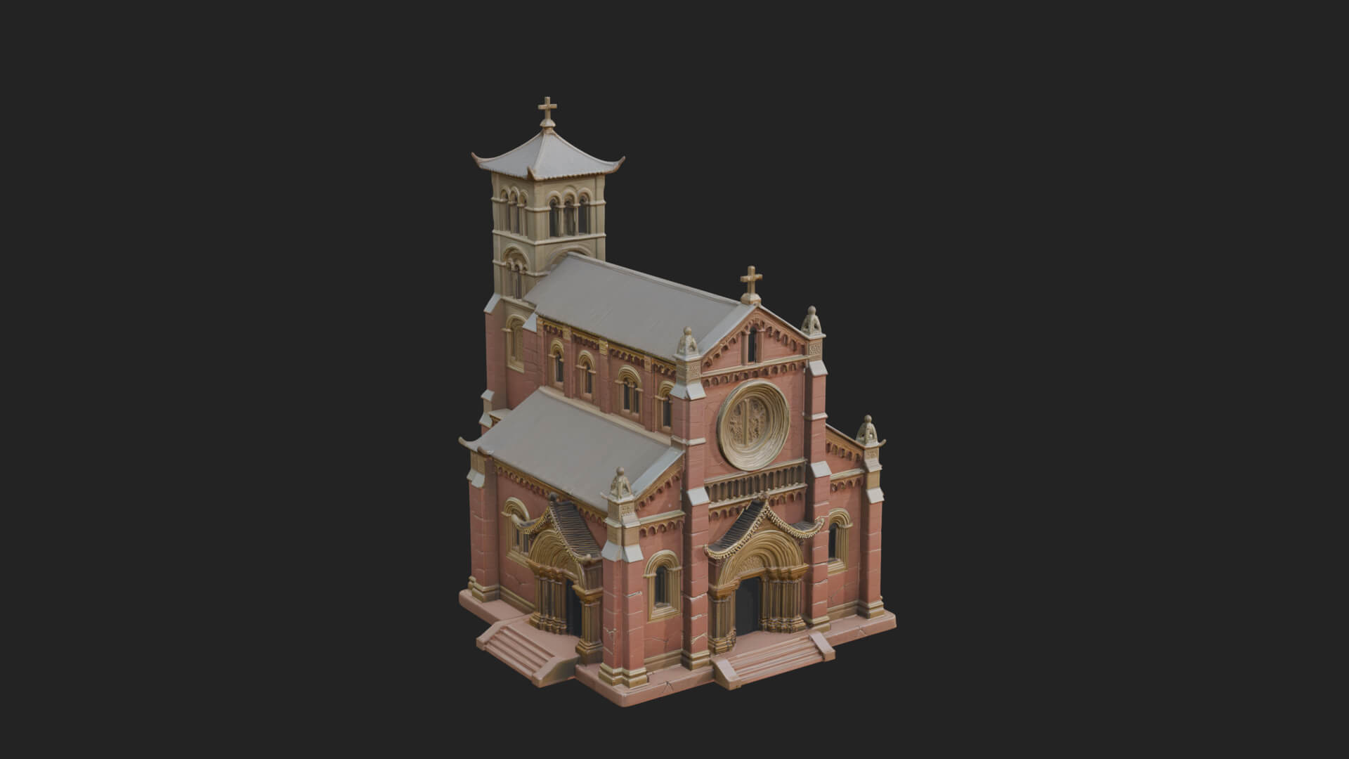 Gothic Church Model Design 2 3D Print Model 3D Model