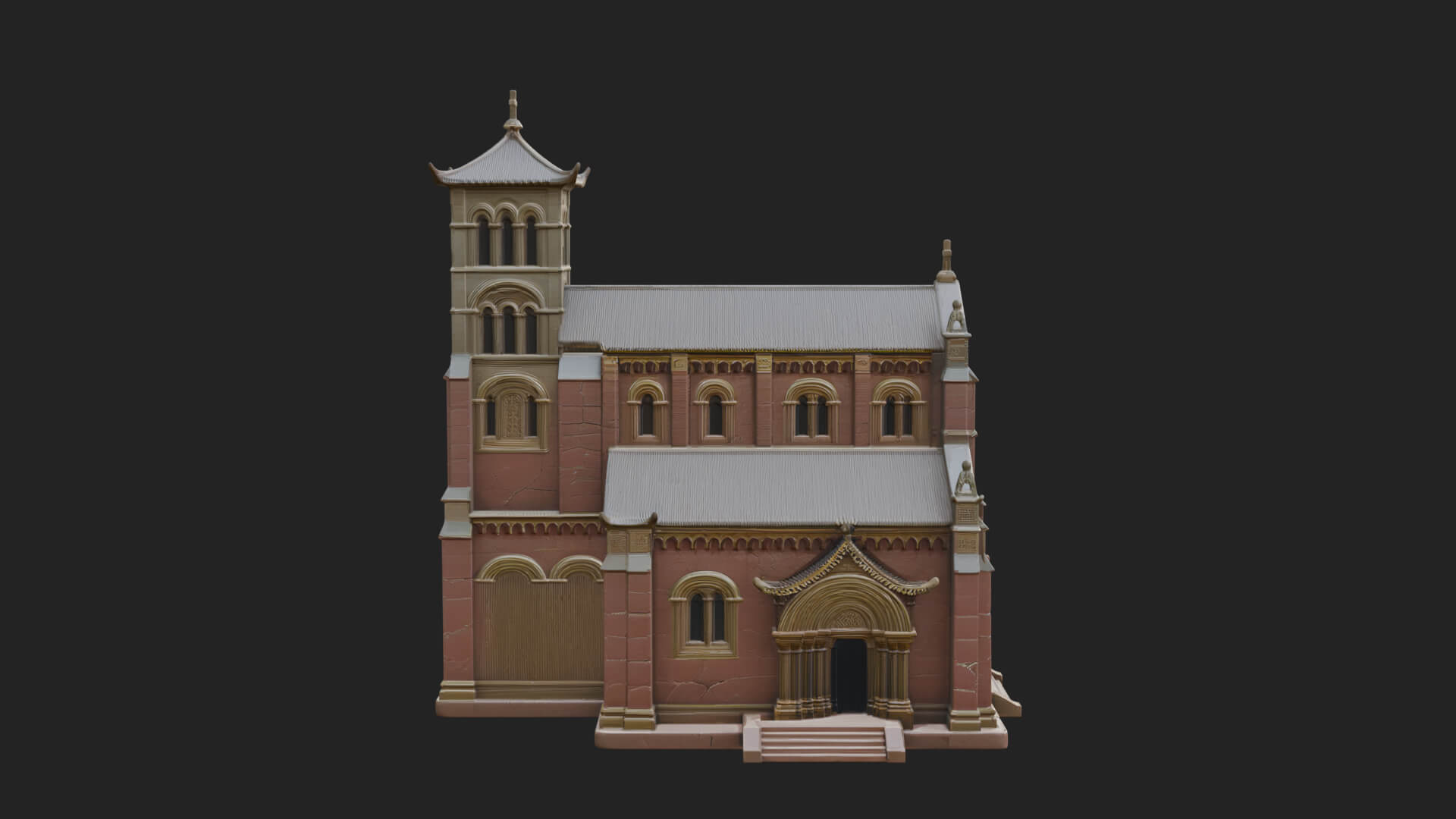Gothic Church Model Design 2 3D Print Model 3D Model