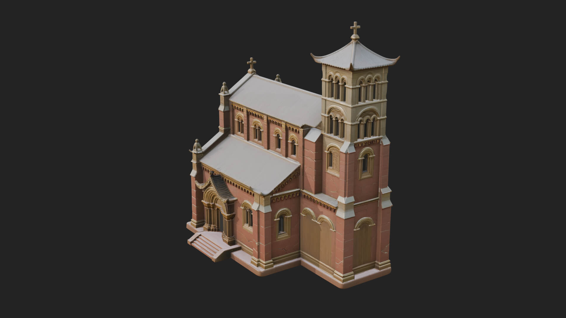 Gothic Church Model Design 2 3D Print Model 3D Model