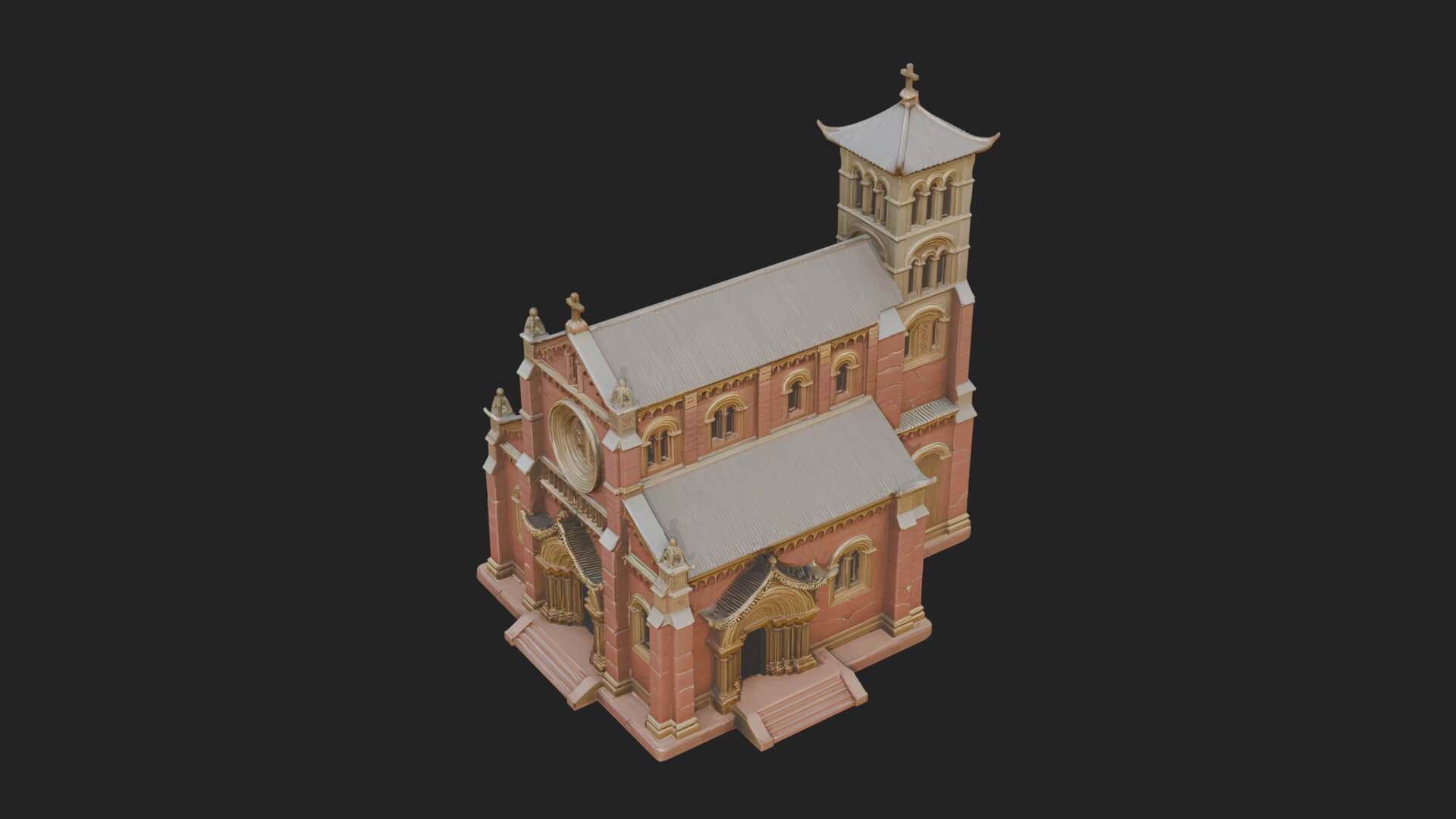Gothic Church Model Design 2 3D Print Model 3D Model