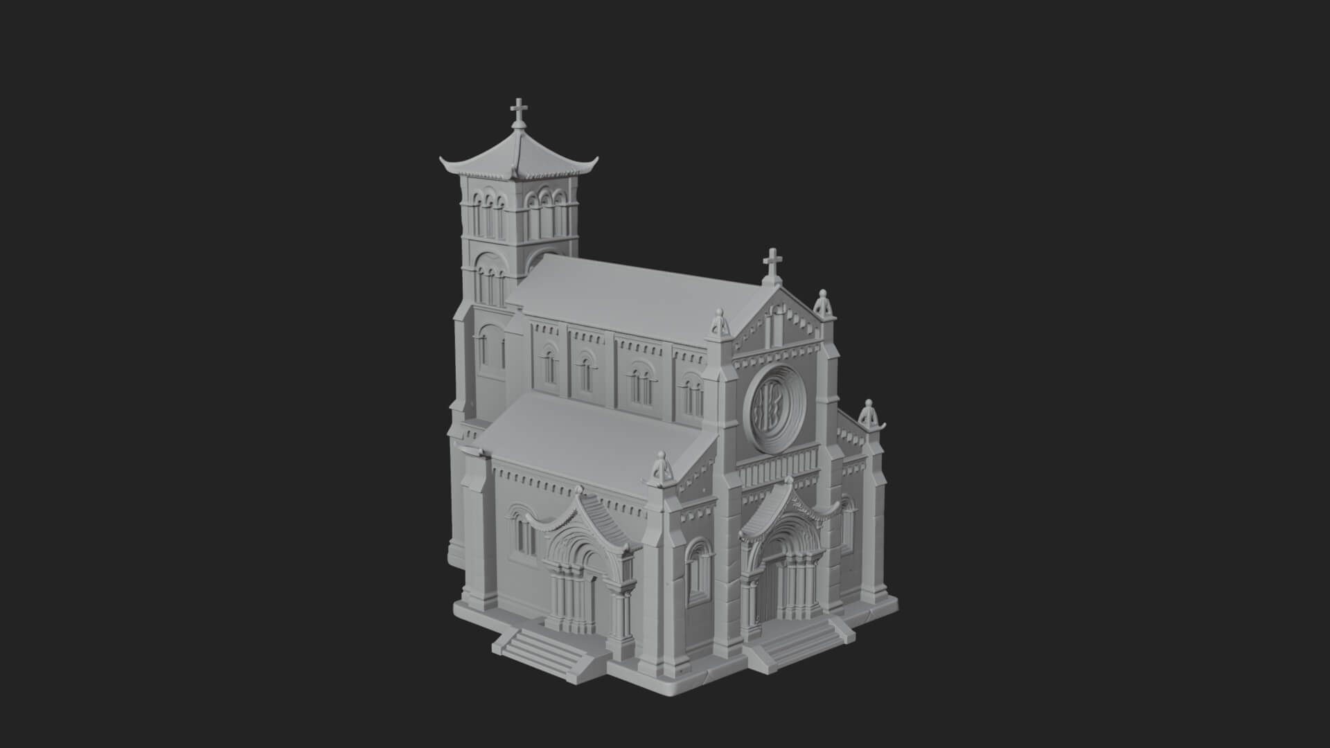 Gothic Church Model Design 2 3D Print Model 3D Model