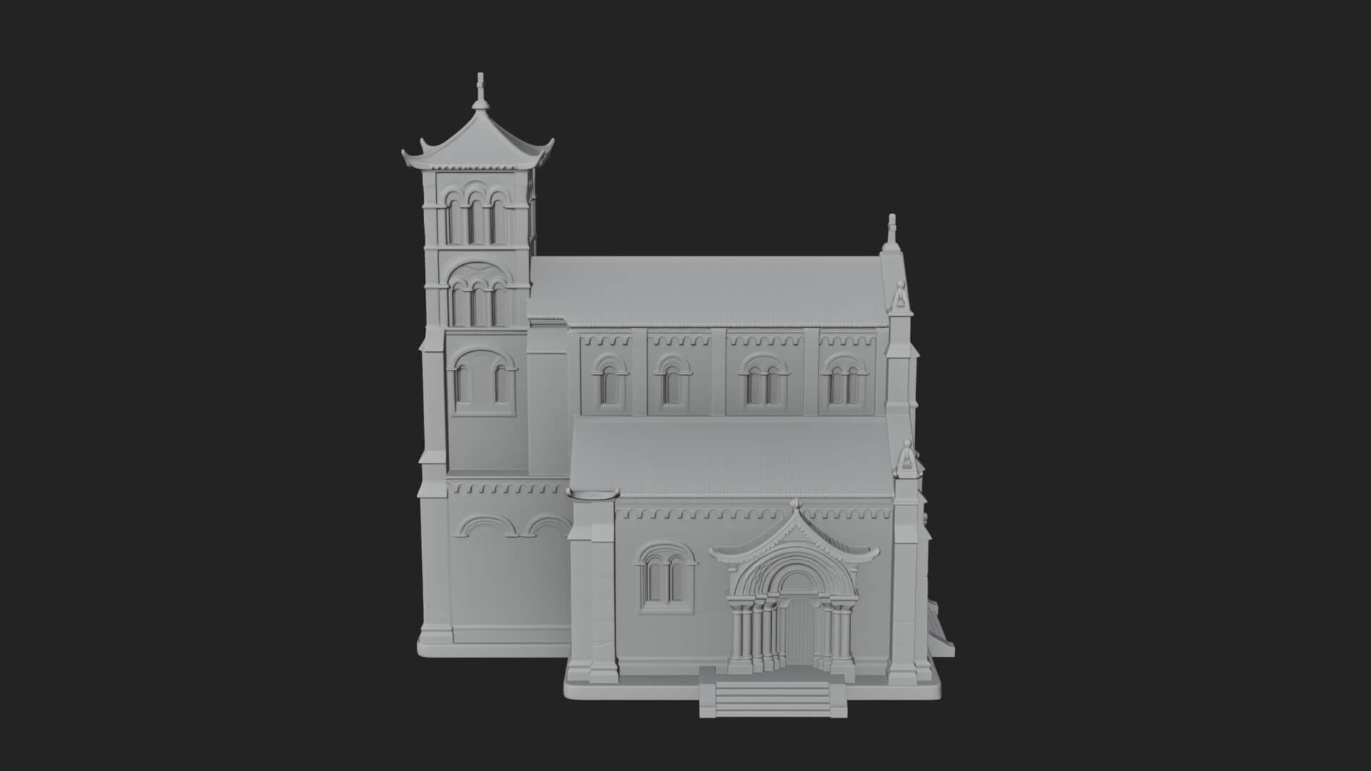 Gothic Church Model Design 2 3D Print Model 3D Model