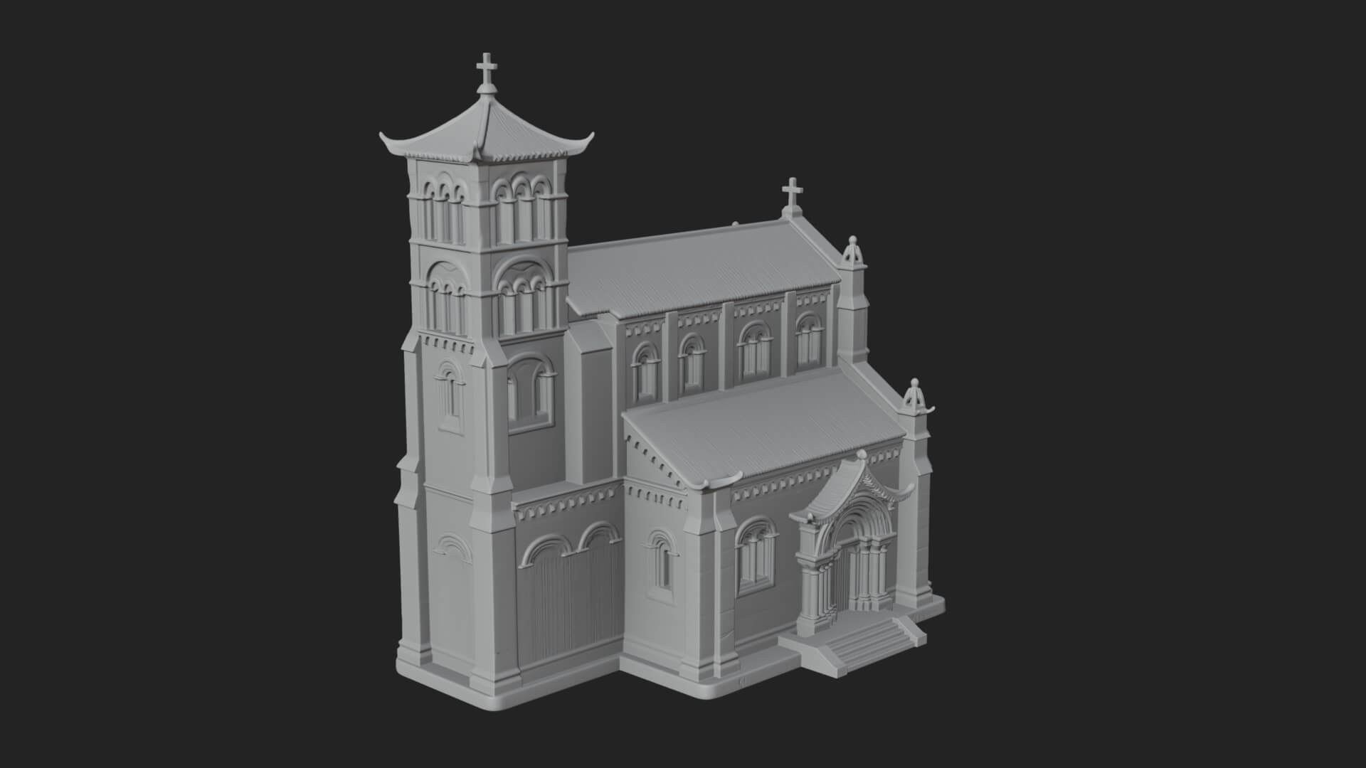 Gothic Church Model Design 2 3D Print Model 3D Model