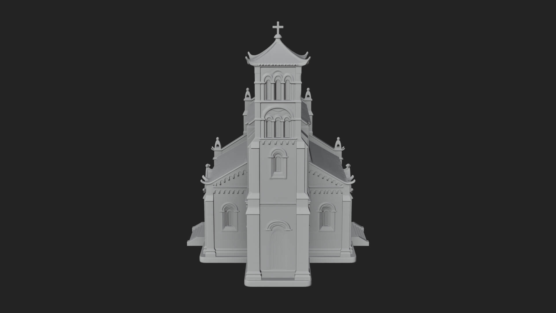 Gothic Church Model Design 2 3D Print Model 3D Model