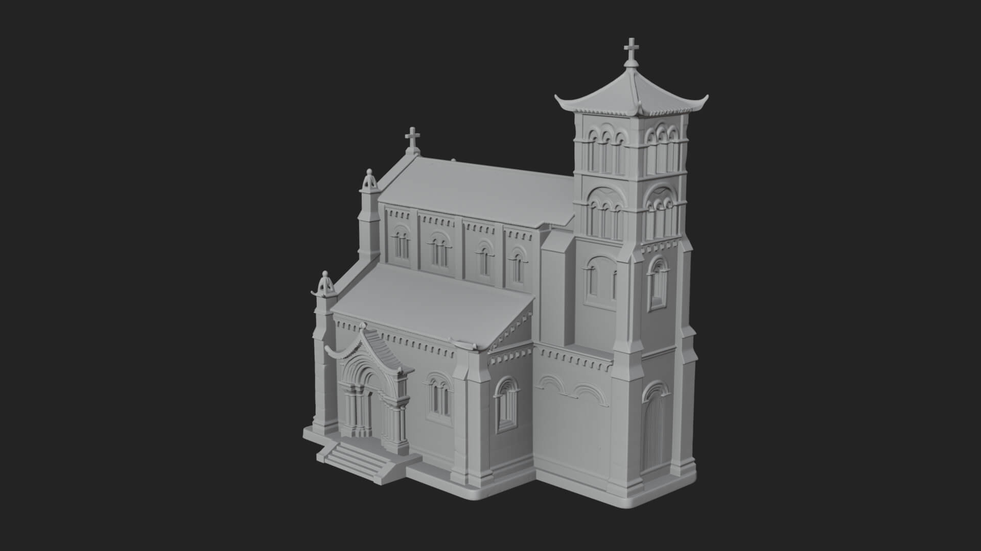 Gothic Church Model Design 2 3D Print Model 3D Model