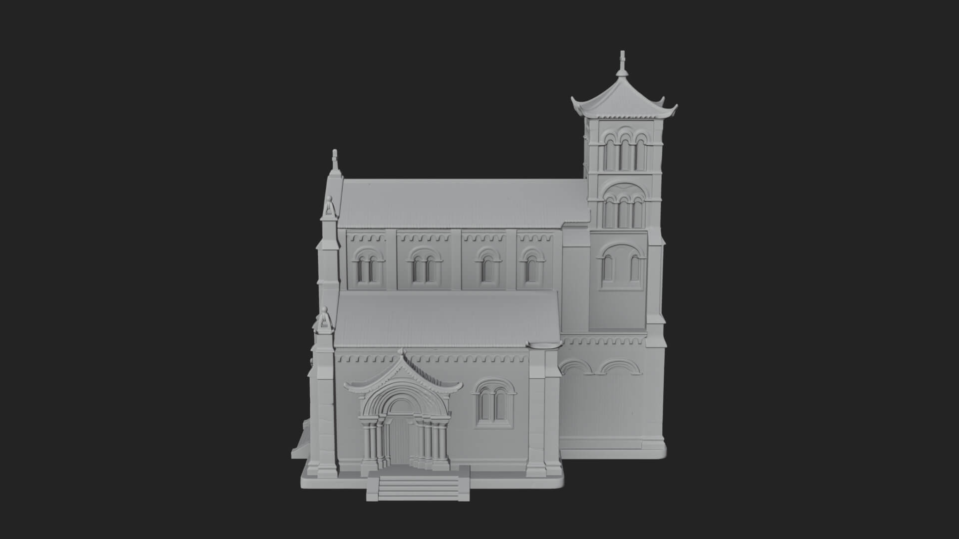 Gothic Church Model Design 2 3D Print Model 3D Model