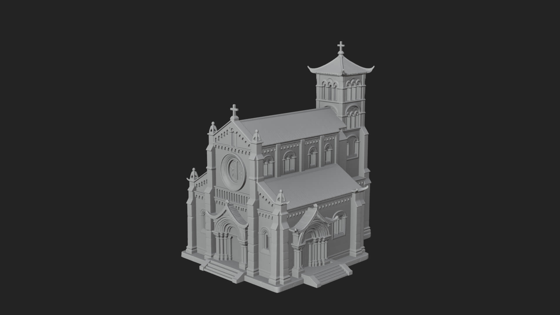 Gothic Church Model Design 2 3D Print Model 3D Model