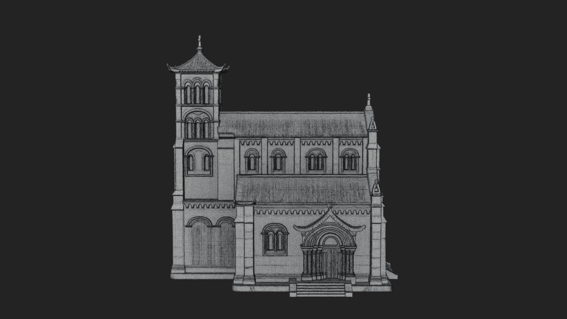 Gothic Church Model Design 2 3D Print Model 3D Model