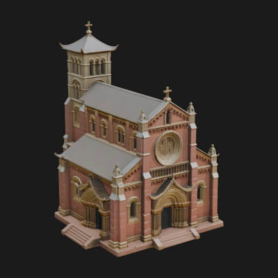 Gothic Church Model Design 2 3D Print Model