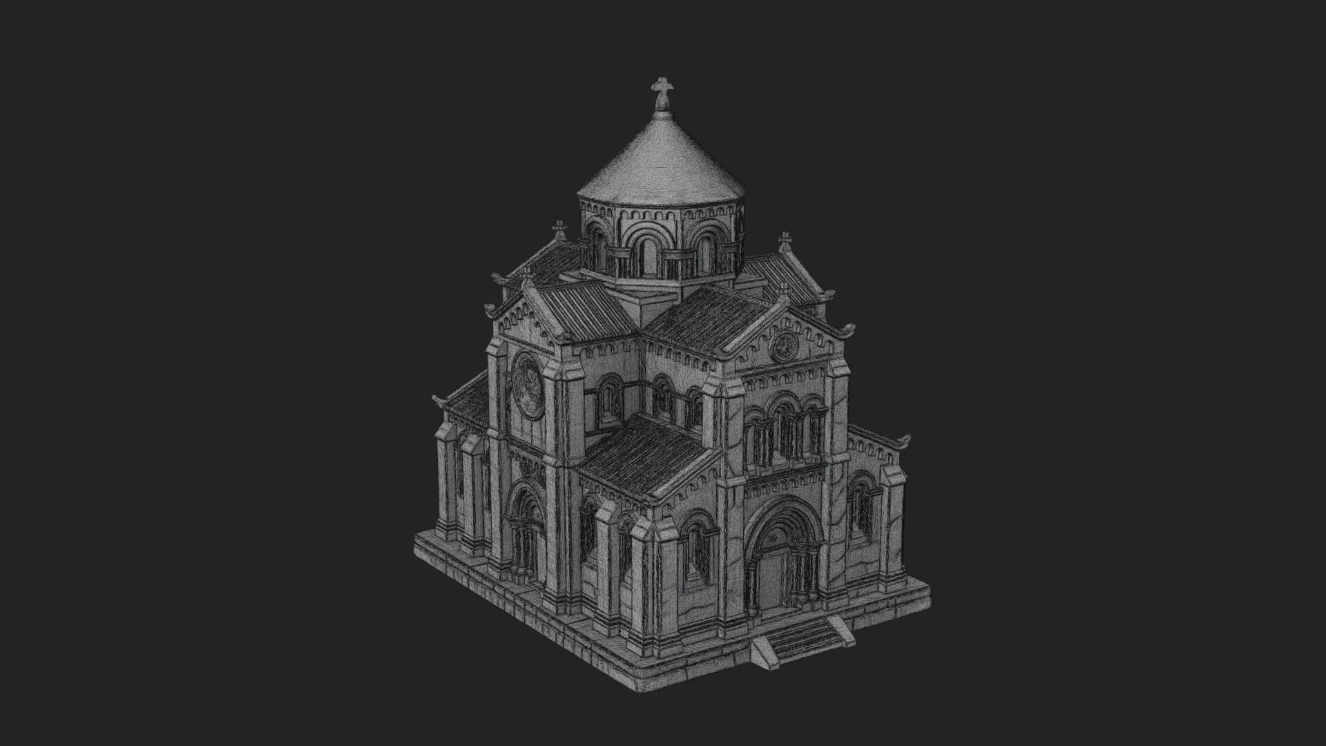 Gothic Church Model Design 3 3D Print Model 3D Model