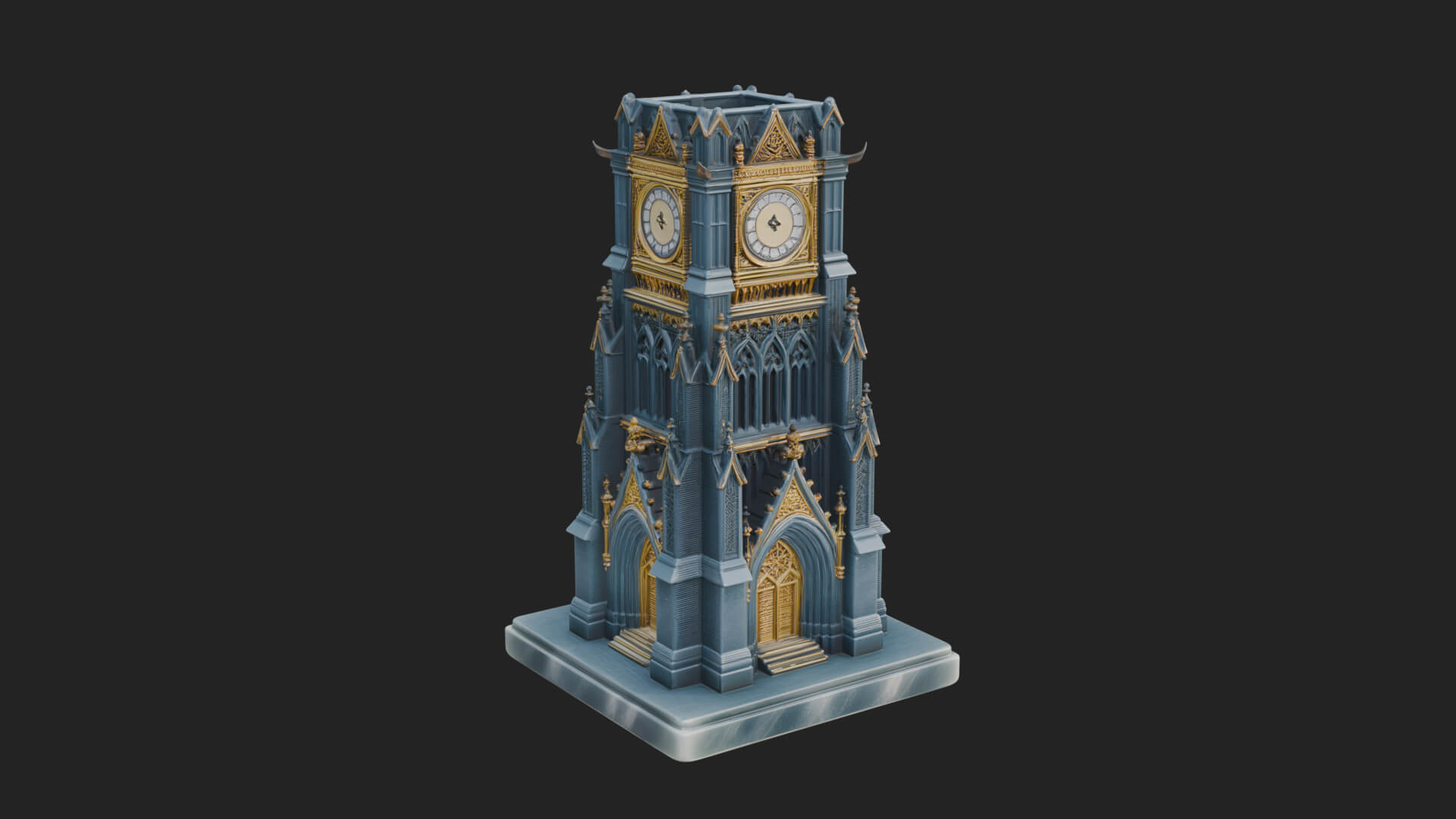 Gothic Clock Tower Design 1 3D Print Model 3D Model