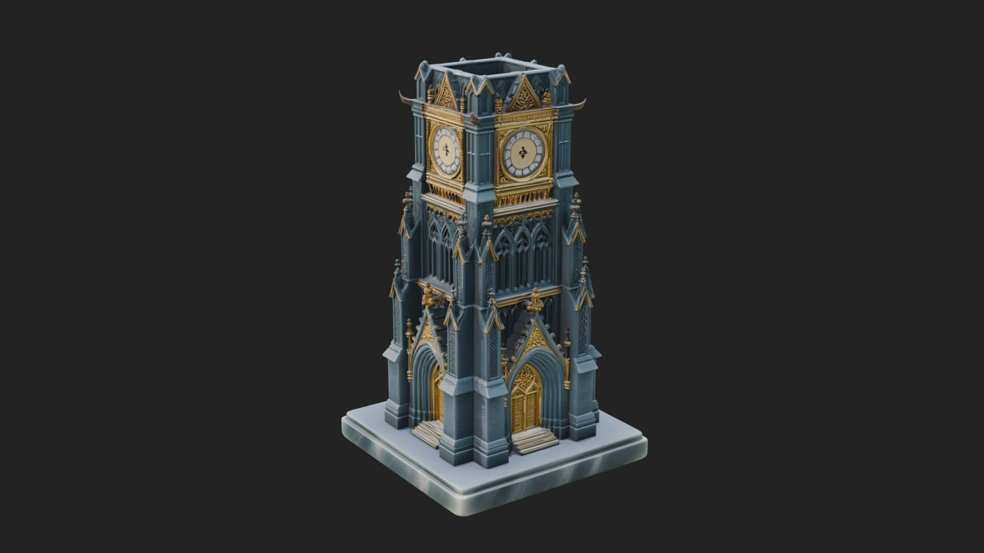 Gothic Clock Tower Design 1 3D Print Model 3D Model