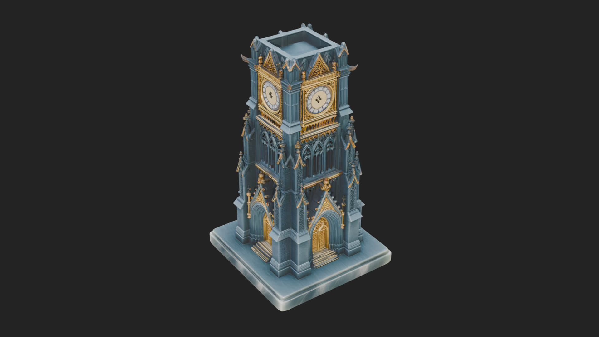 Gothic Clock Tower Design 1 3D Print Model 3D Model