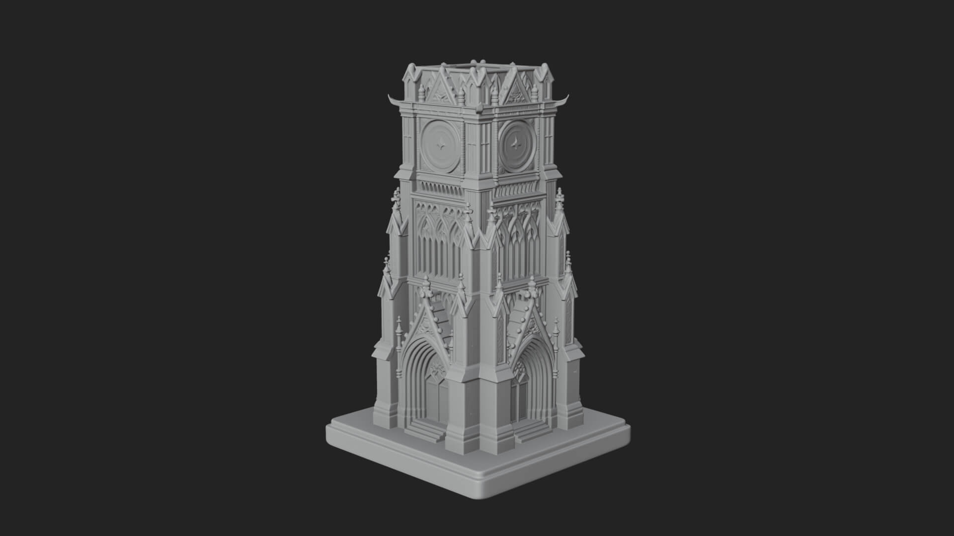 Gothic Clock Tower Design 1 3D Print Model 3D Model
