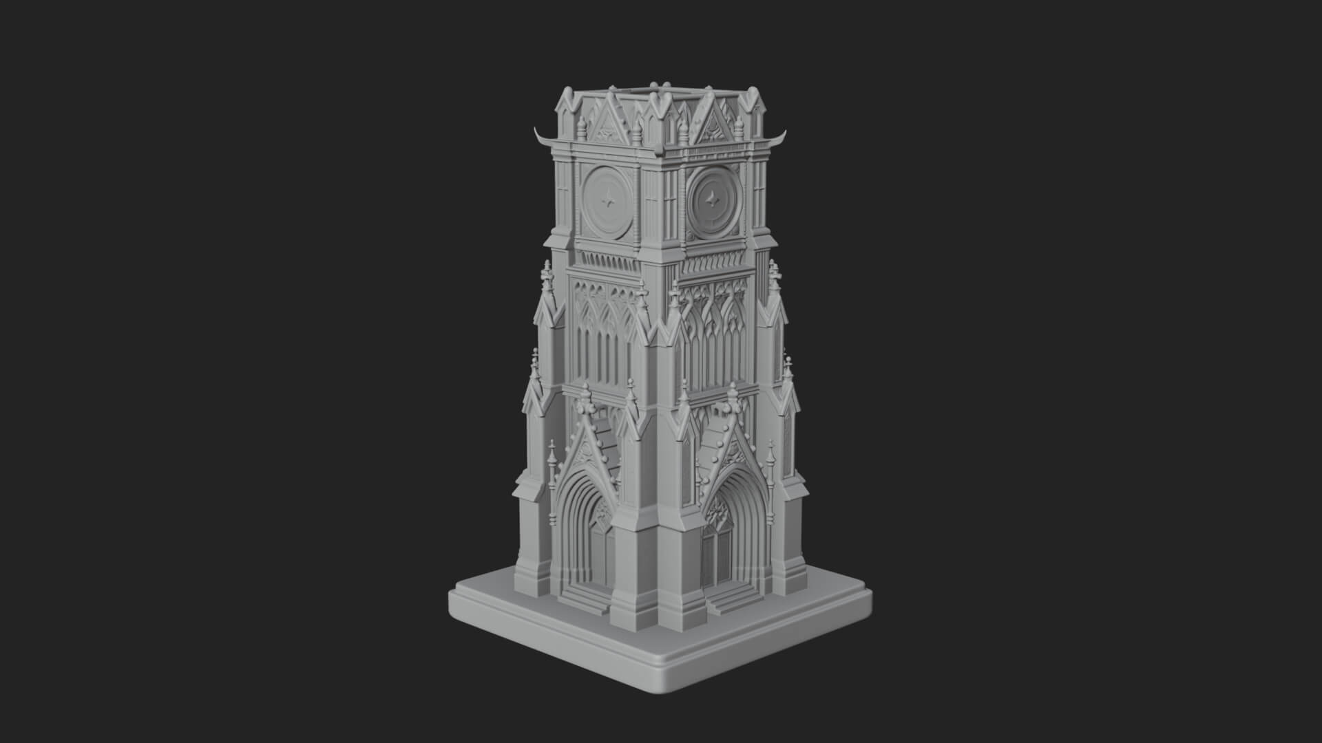 Gothic Clock Tower Design 1 3D Print Model 3D Model