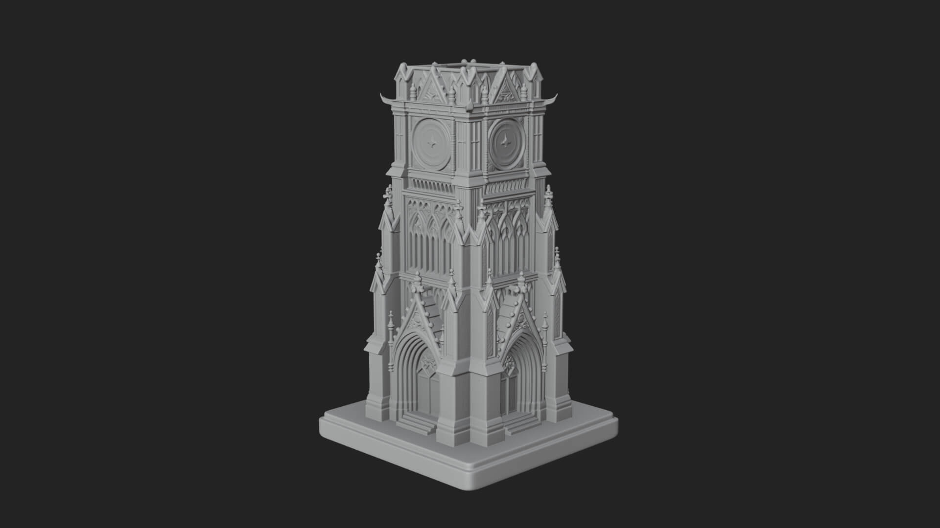 Gothic Clock Tower Design 1 3D Print Model 3D Model