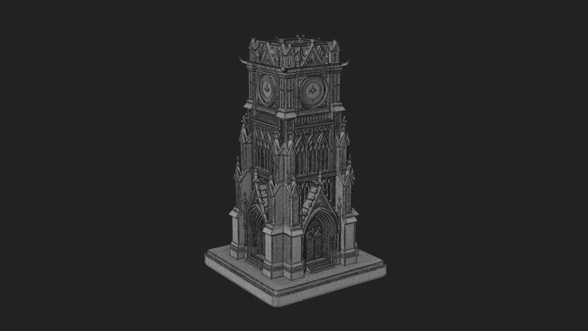 Gothic Clock Tower Design 1 3D Print Model 3D Model