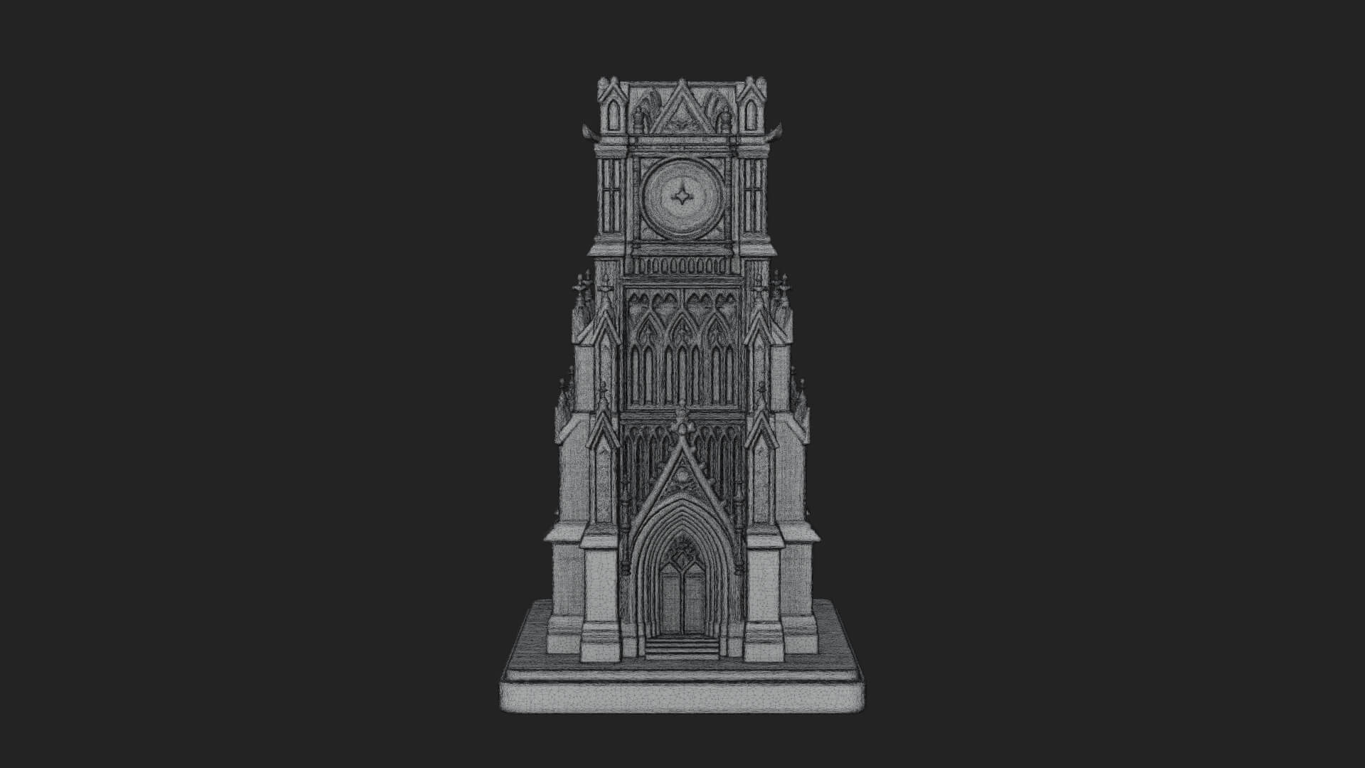 Gothic Clock Tower Design 1 3D Print Model 3D Model