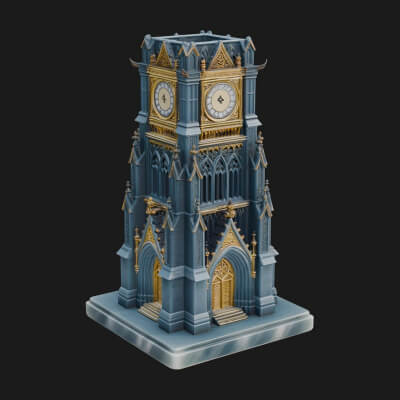 Gothic Clock Tower Design 1 3D Print Model