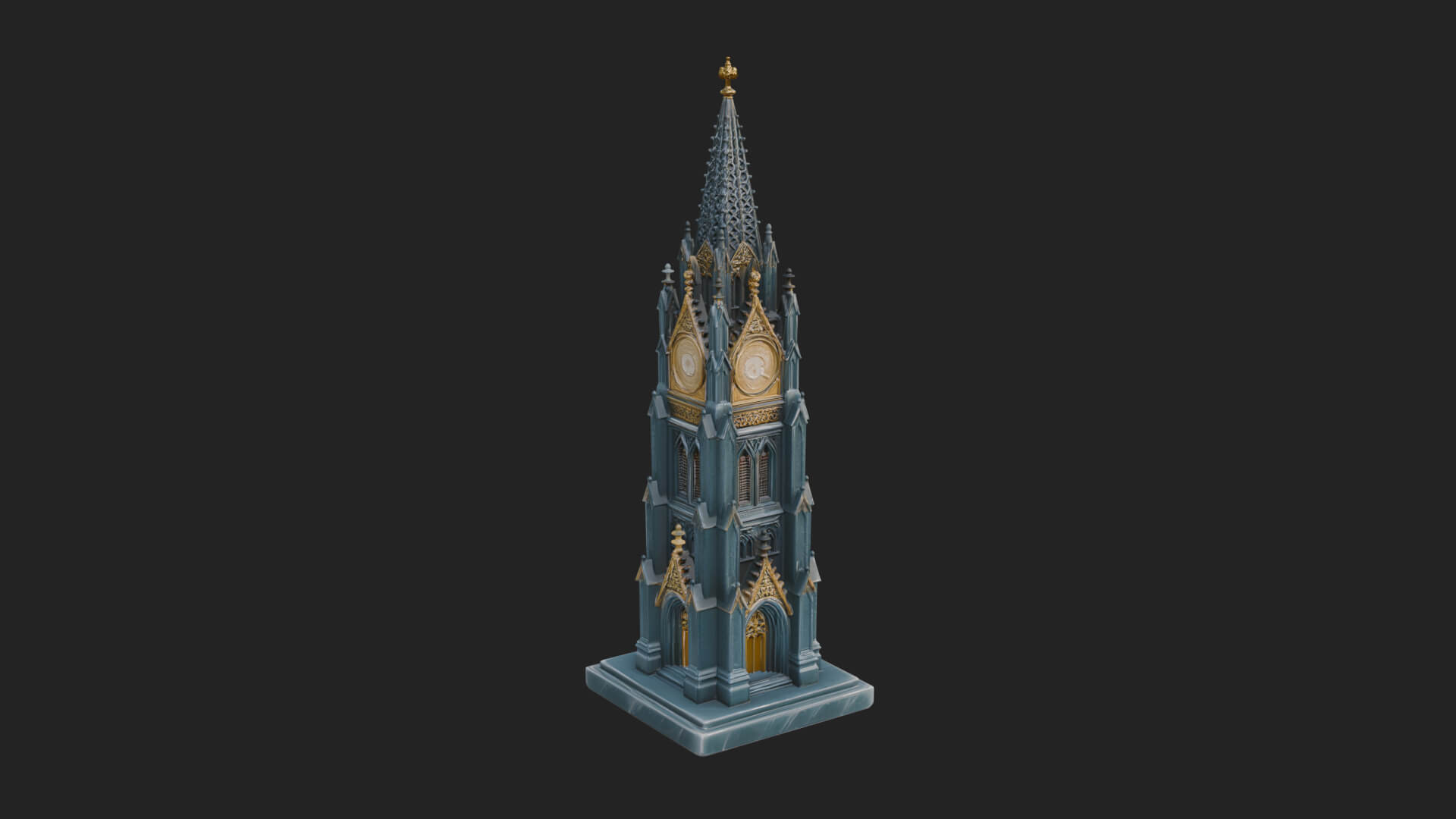 Gothic Clock Tower Design 2 3D Print Model 3D Model
