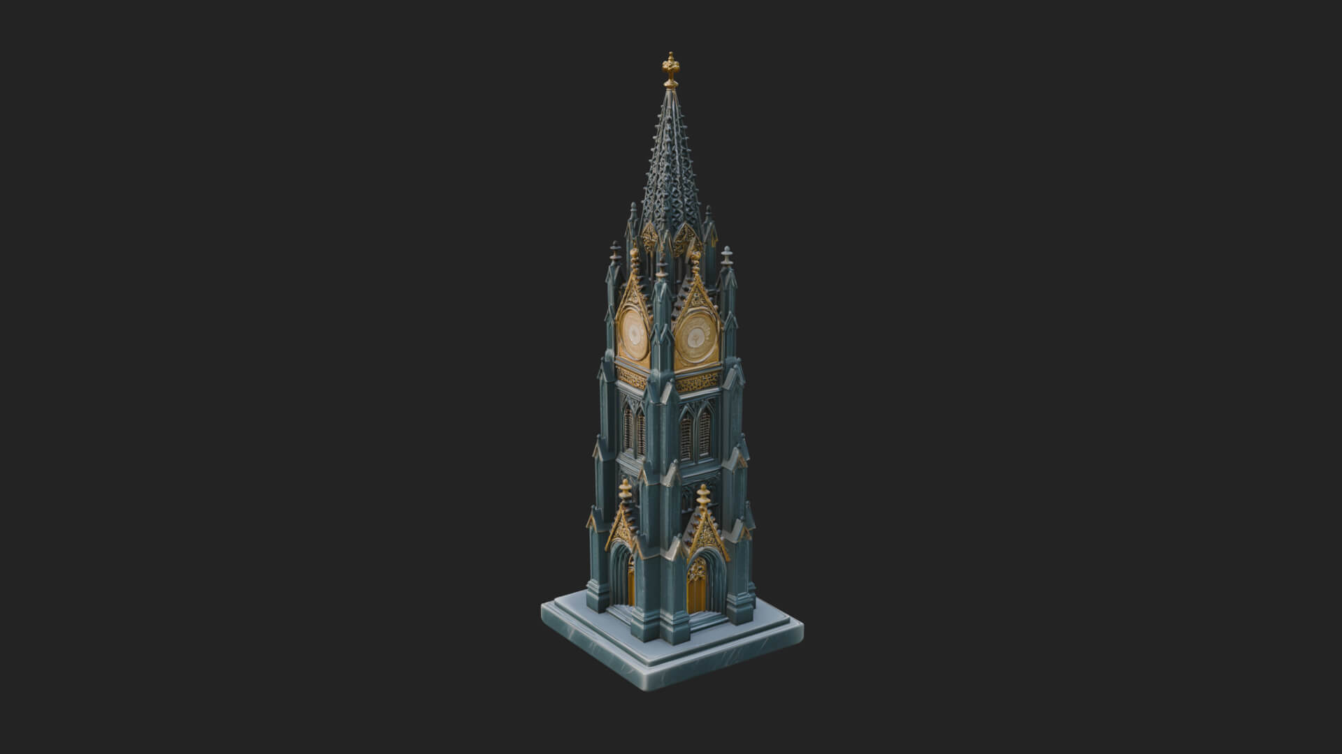 Gothic Clock Tower Design 2 3D Print Model 3D Model