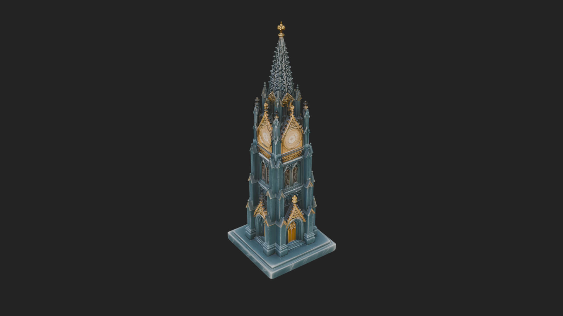 Gothic Clock Tower Design 2 3D Print Model 3D Model