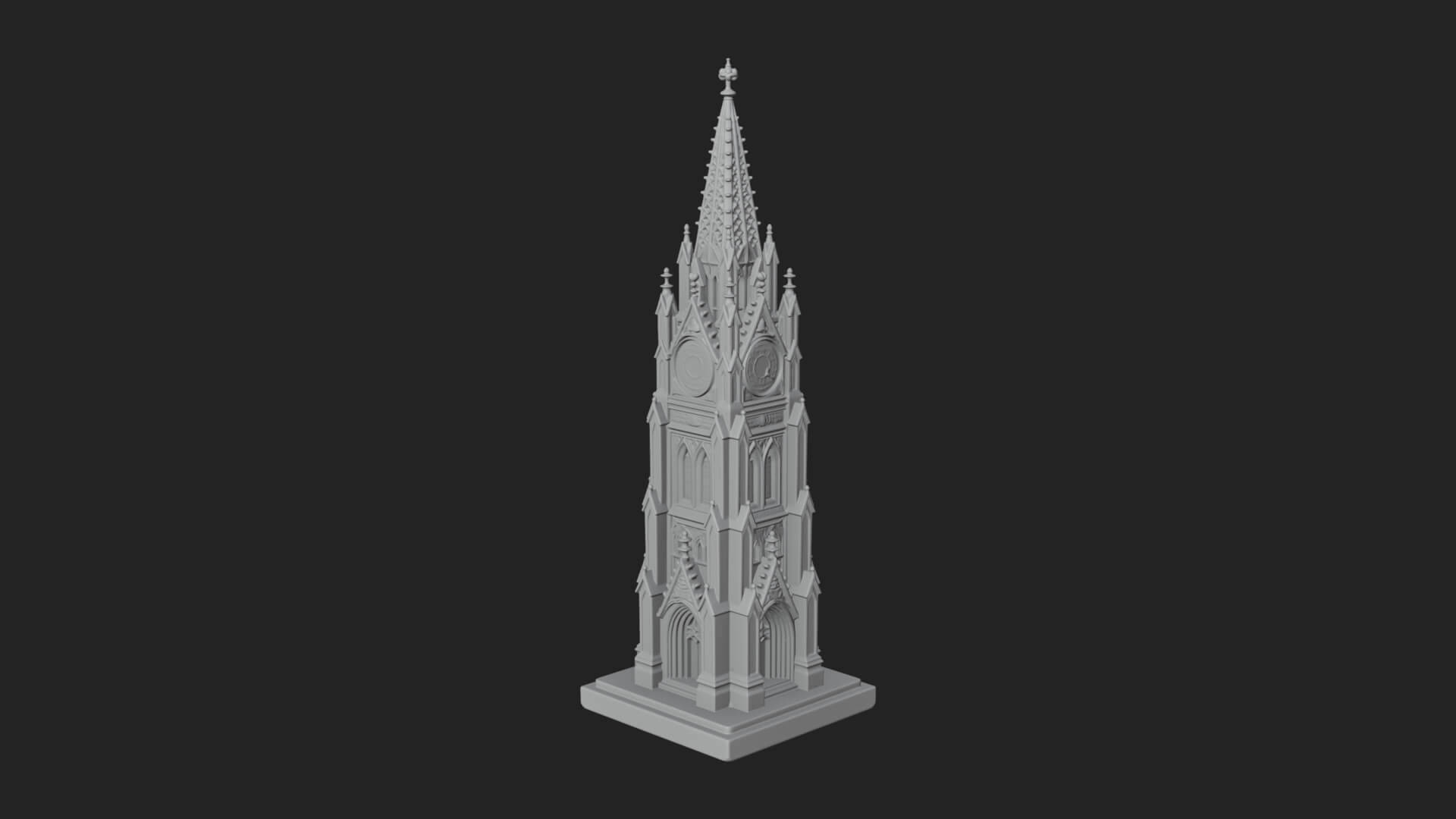 Gothic Clock Tower Design 2 3D Print Model 3D Model