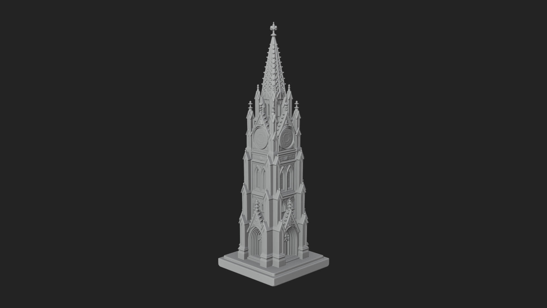 Gothic Clock Tower Design 2 3D Print Model 3D Model