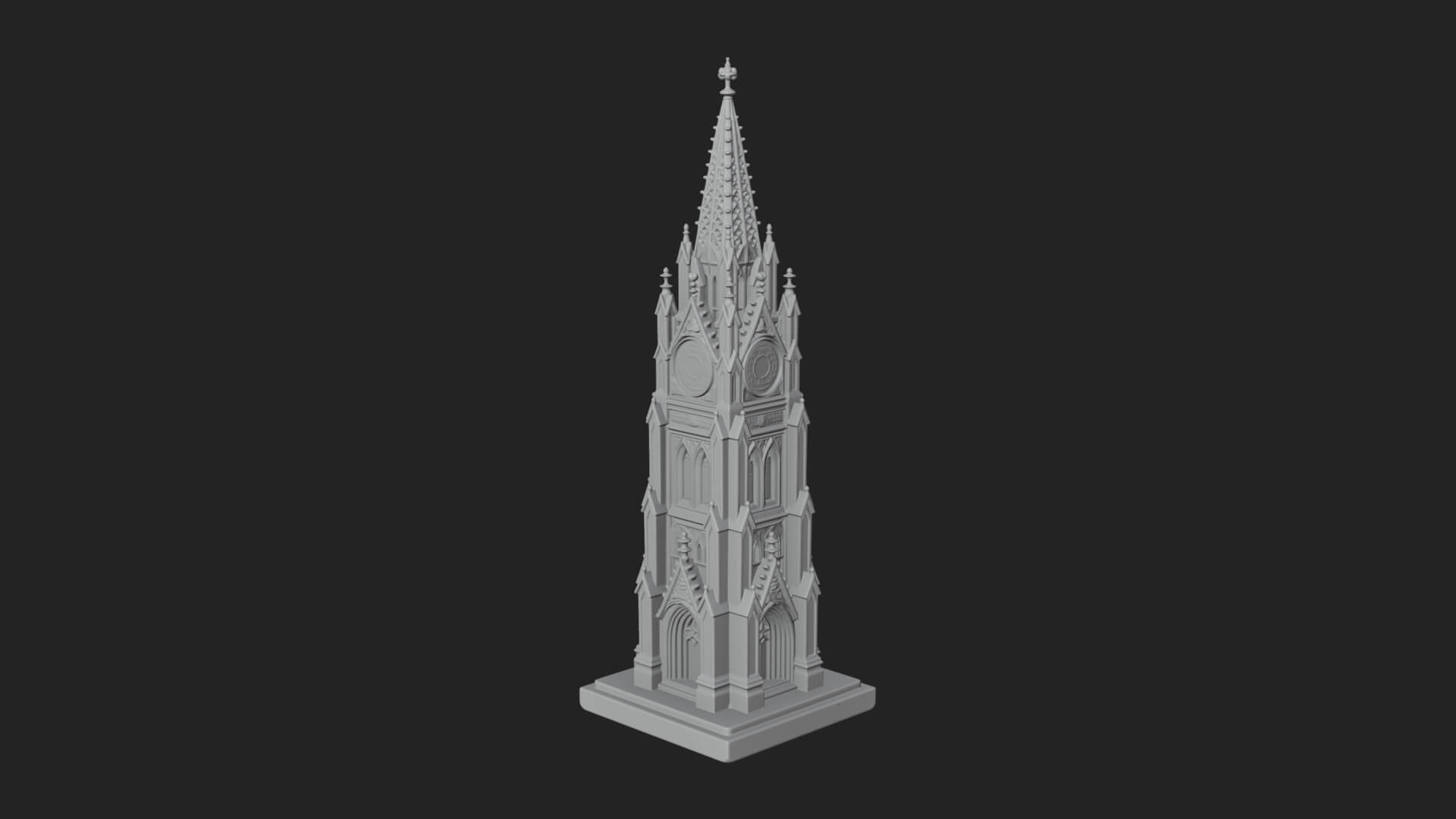 Gothic Clock Tower Design 2 3D Print Model 3D Model
