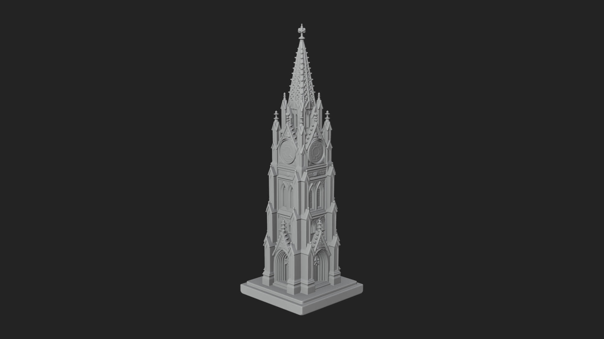 Gothic Clock Tower Design 2 3D Print Model 3D Model