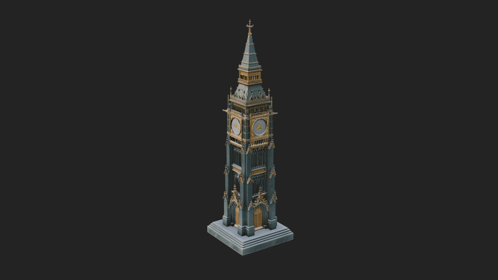 Gothic Clock Tower Design 3 3D Print Model 3D Model