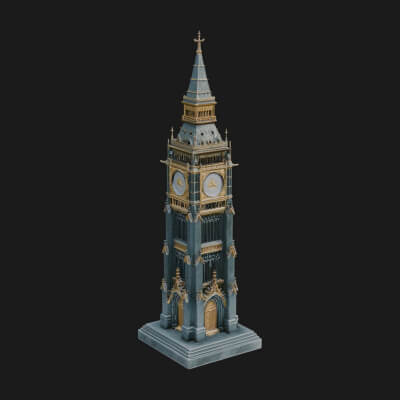 Gothic Clock Tower Design 3 3D Print Model