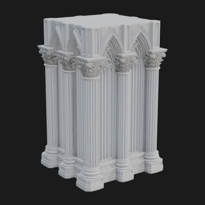 Gothic Cluster Column Design 1 3D Print Model