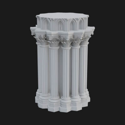 Gothic Cluster Column Design 2 3D Print Model
