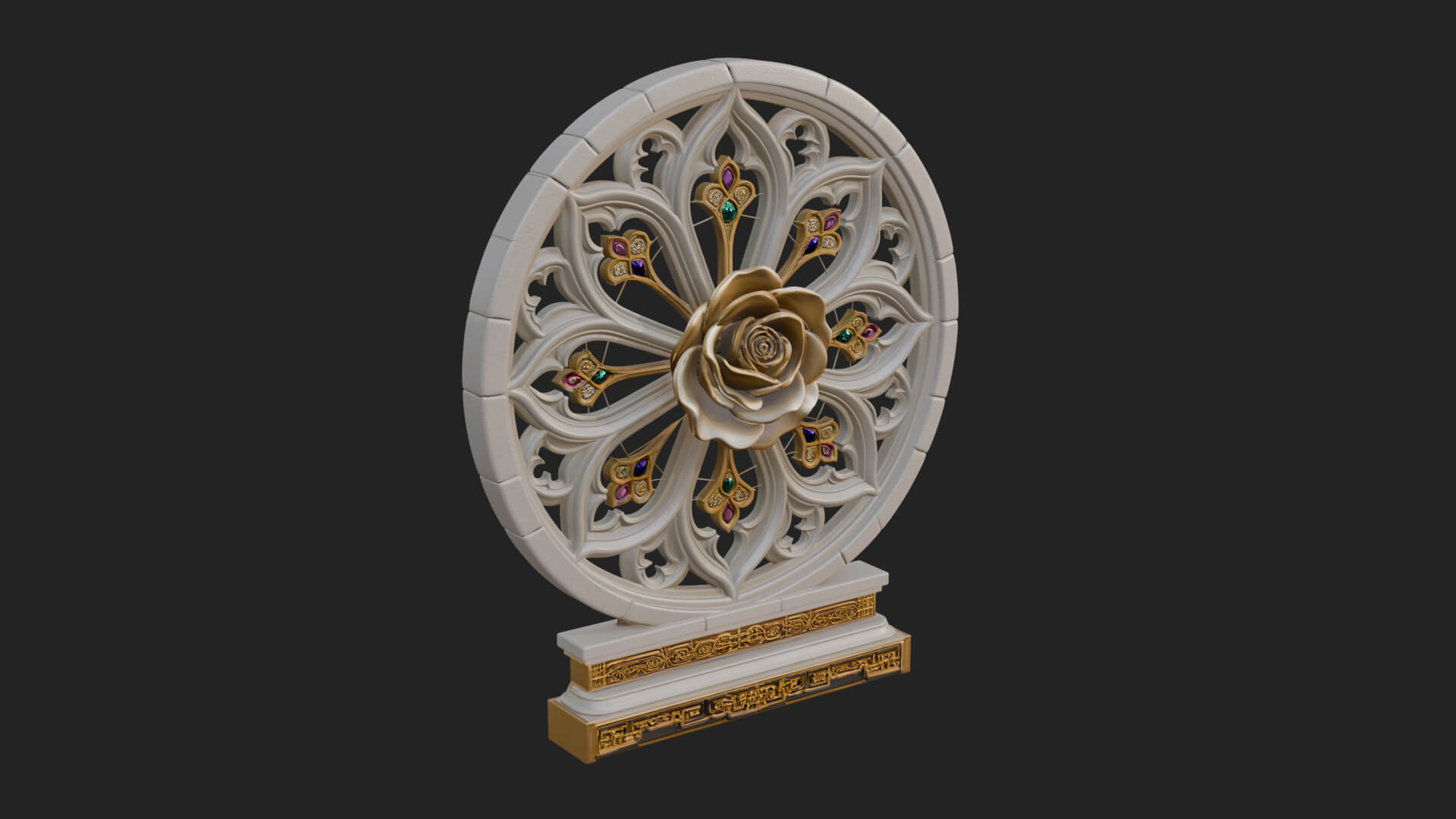 Gothic Rose Window Ornament Design 1 3D Print Model 3D Model