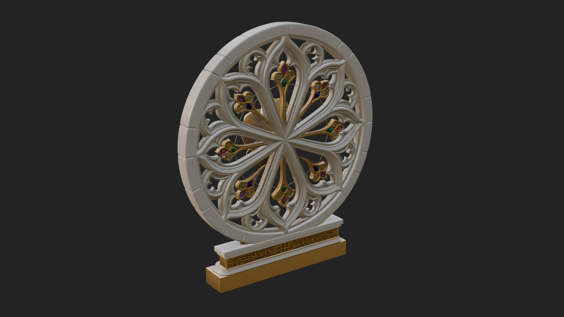 Gothic Rose Window Ornament Design 1 3D Print Model 3D Model